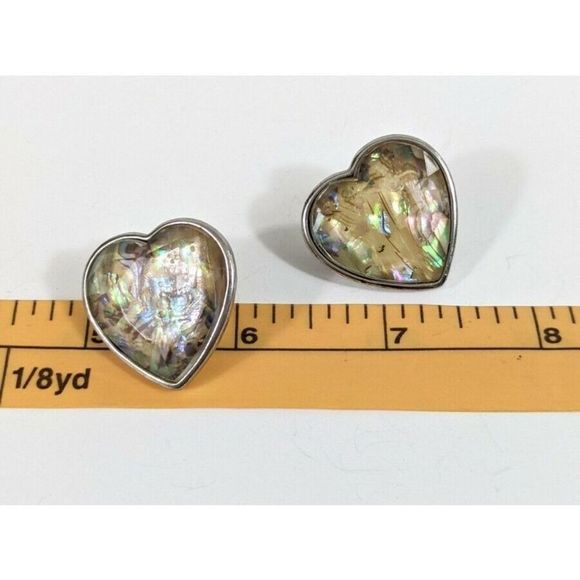 Chunky Faceted Heart Shaped Stud Earrings - Picture 3 of 6
